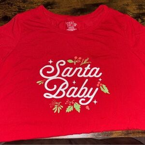 Red Santa Baby Maternity Shirt XXL 20